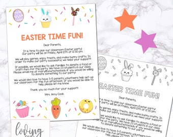 Class Easter Party, Easter Class Party, Editable Letter to Parents, Easter Class Flyer, Classroom Easter Party, School Easter Party