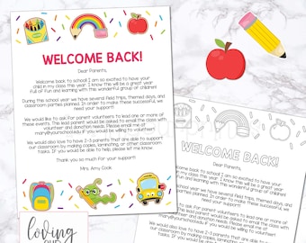 Back to School Parent Letter, Editable Back to School Letter to Parents, First Day of School Parent Letter, Welcome Back to School Letter
