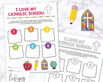 I love my Catholic School worksheet, Catholic Schools Week printable worksheet, Catholic School Printables, Catholic School Week Printable