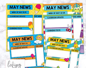 Editable May Newsletter Template, Editable Newsletter Template, Preschool Newsletter Template, Kindergarten Newsletter, Weekly Newsletter