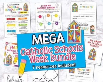 Catholic Schools Week BUNDLE printable set, Catholic School Printables, Editable Catholic Schools Week, Catholic Schools Week Activities