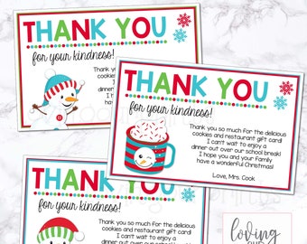 Winter Thank You Cards Printable, Editable Winter Thank You Cards, Winter Thank You Notes, Snowman Thank You Cards