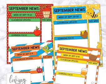 September Newsletter Template, Teacher Newsletter, Newsletter Template Editable, Editable Teacher Newsletters, Weekly Newsletter Template