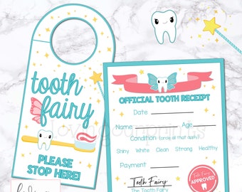 Tooth Fairy, Tooth Fairy Receipt, Tooth Fairy Door Hanger, Tooth Fairy Record, Lost Tooth Record, Lost Tooth printable, Tooth Fairy Printabl