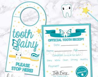 Tooth Fairy Receipt, Lost Tooth Record, Tooth Fairy, Tooth Fairy Door Hanger, Tooth Fairy Record, Lost Tooth printable, Tooth Fairy Printabl