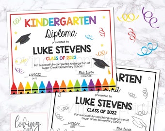 Editable Kindergarten Certificate, Editable Kindergarten Diploma, Kindergarten Diploma Template, Kindergarten Certificate of Completion