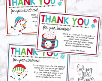 Winter Thank You Cards Printable, Editable Winter Thank You Cards, Winter Thank You Notes, Snowman Thank You Cards