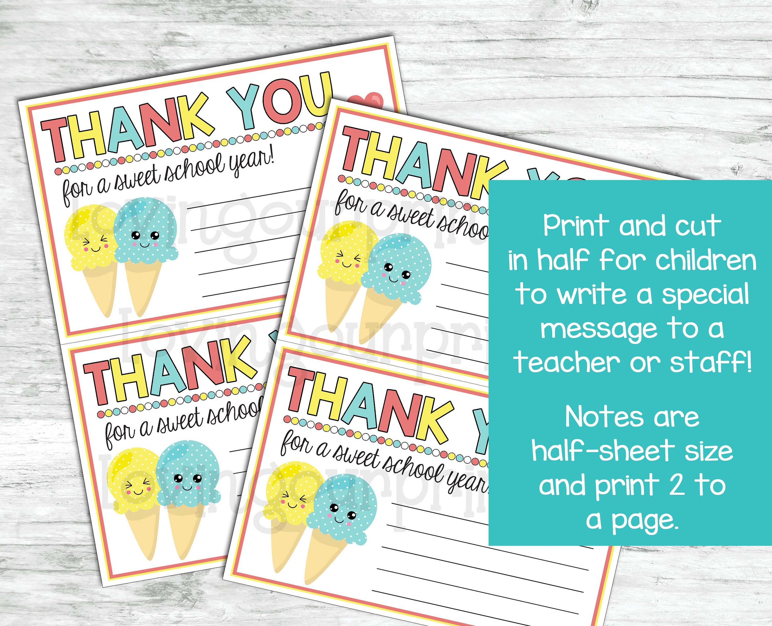 Teacher Appreciation Thank You Note, Teacher Appreciation Notes Bundle ...