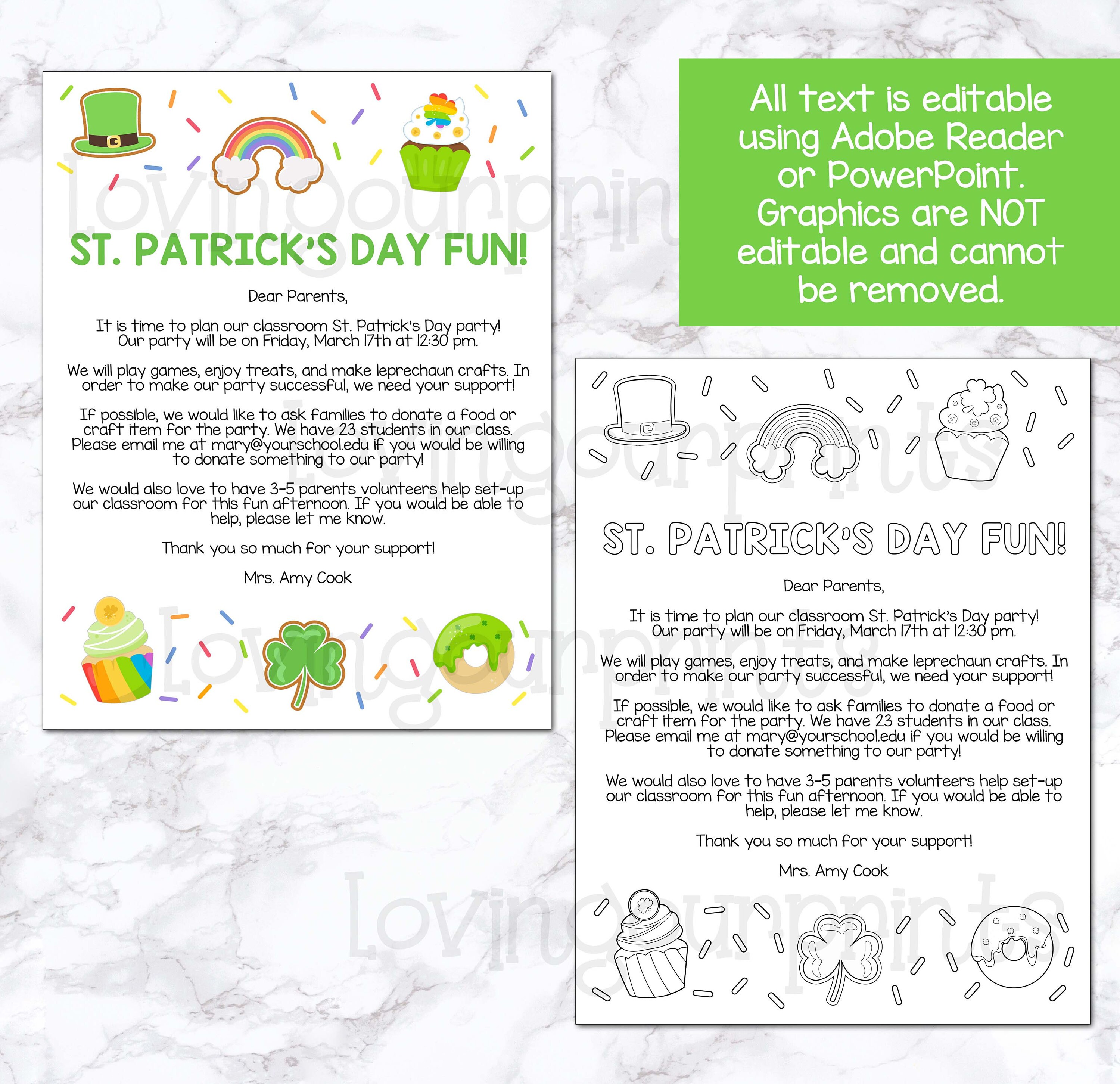 Editable St Patricks Day Class Flyer, St Patricks Day Party Flyer ...