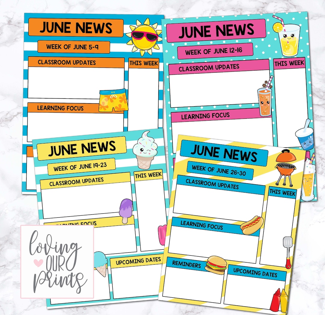 Editable june newsletter june newsletter preschool weekly newsletter
