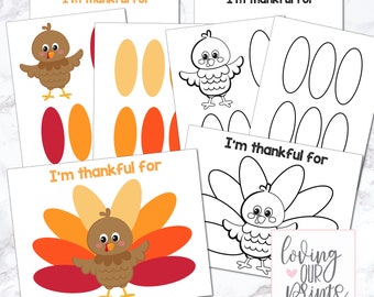 Thankful Turkey, Thankful Turkey Printable, I am thankful for, I am thankful for kids activity, Thanksgiving printable