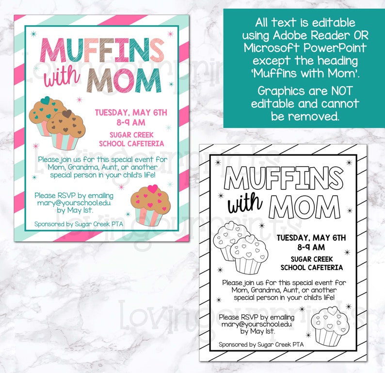 Muffins with Mom, Muffins with Mom Invite, Muffins with Mom Editable Invitation, Muffins with Mom Invitation, Muffins with Mom Flyer image 6