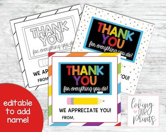 Editable Teacher Appreciation Tags, Teacher Appreciation Tags Printable, Teacher Appreciation Gift Tag, Teacher Appreciation Week Tags