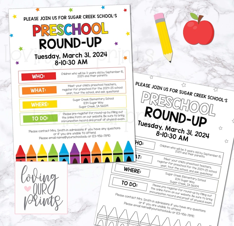 Editable Preschool Registration Flyer, Preschool Roundup School Flyer ...