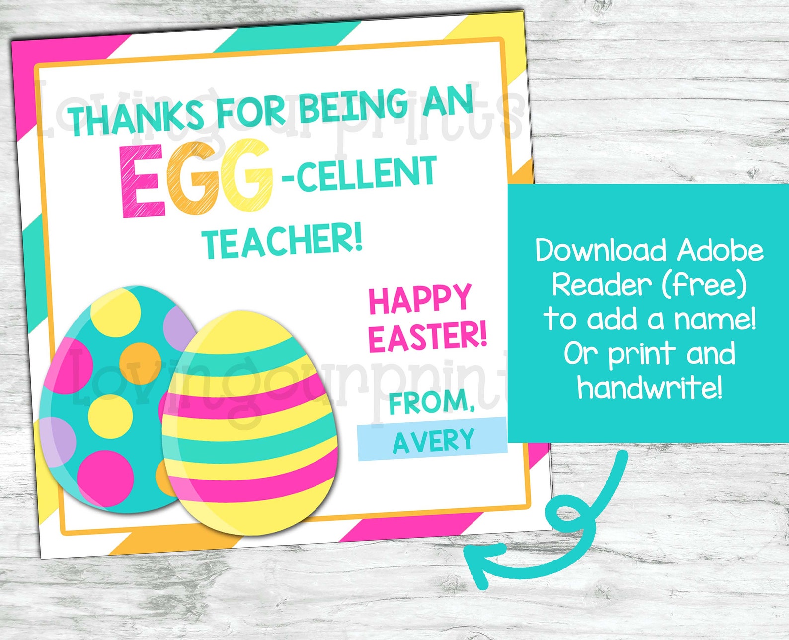 Eggcellent Teacher Editable Eggcellent Teacher Tag - Etsy