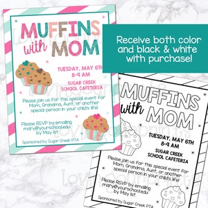 Muffins with Mom, Muffins with Mom Invite, Muffins with Mom Editable Invitation, Muffins with Mom Invitation, Muffins with Mom Flyer image 2