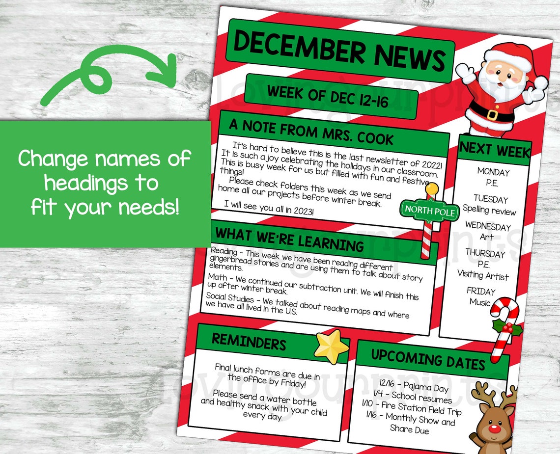 Editable December Newsletter Template December Newsletter Etsy Editable December Newsletter Template December Newsletter Etsy