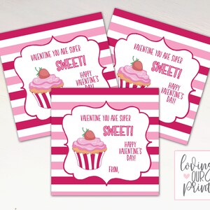 Cartão de Dia dos Namorados para Cupcake, Dia dos Namorados para Impressão, Dia dos Namorados para Sala de Aula, Etiqueta de Dia dos Namorados para Cupcake, Dia dos Namorados para Menina, DOWNLOAD INSTANTÂNEO