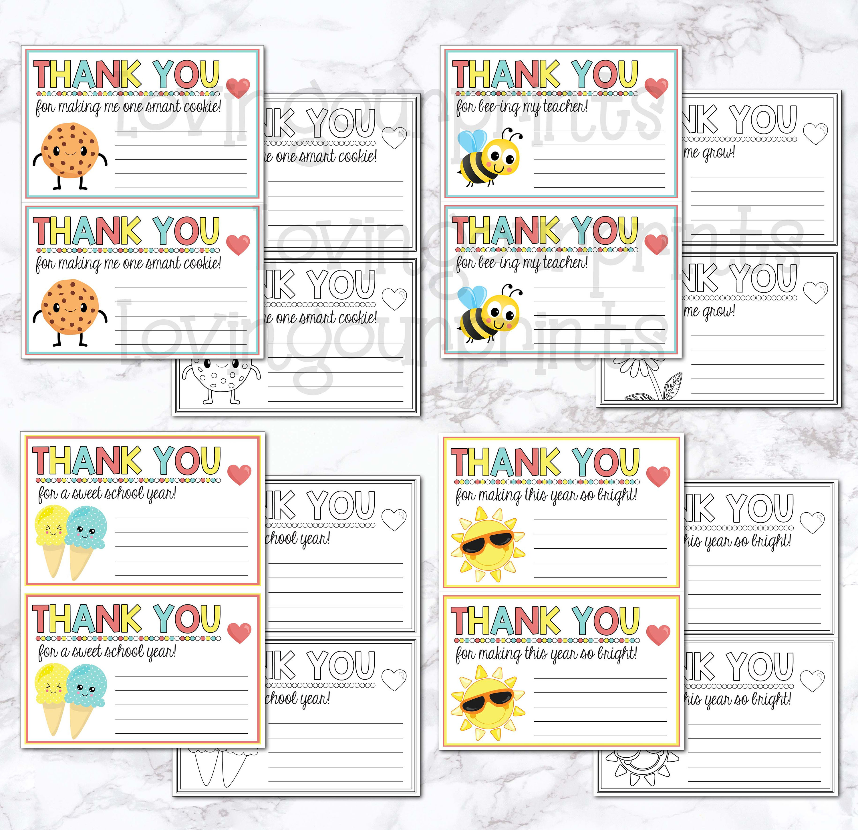 Teacher Appreciation Thank You Note, Teacher Appreciation Notes Bundle ...