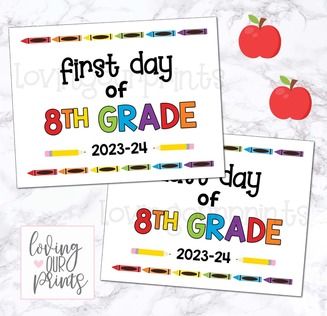 First Day of 8th Grade Sign First Day of 8th Grade First Day - Etsy