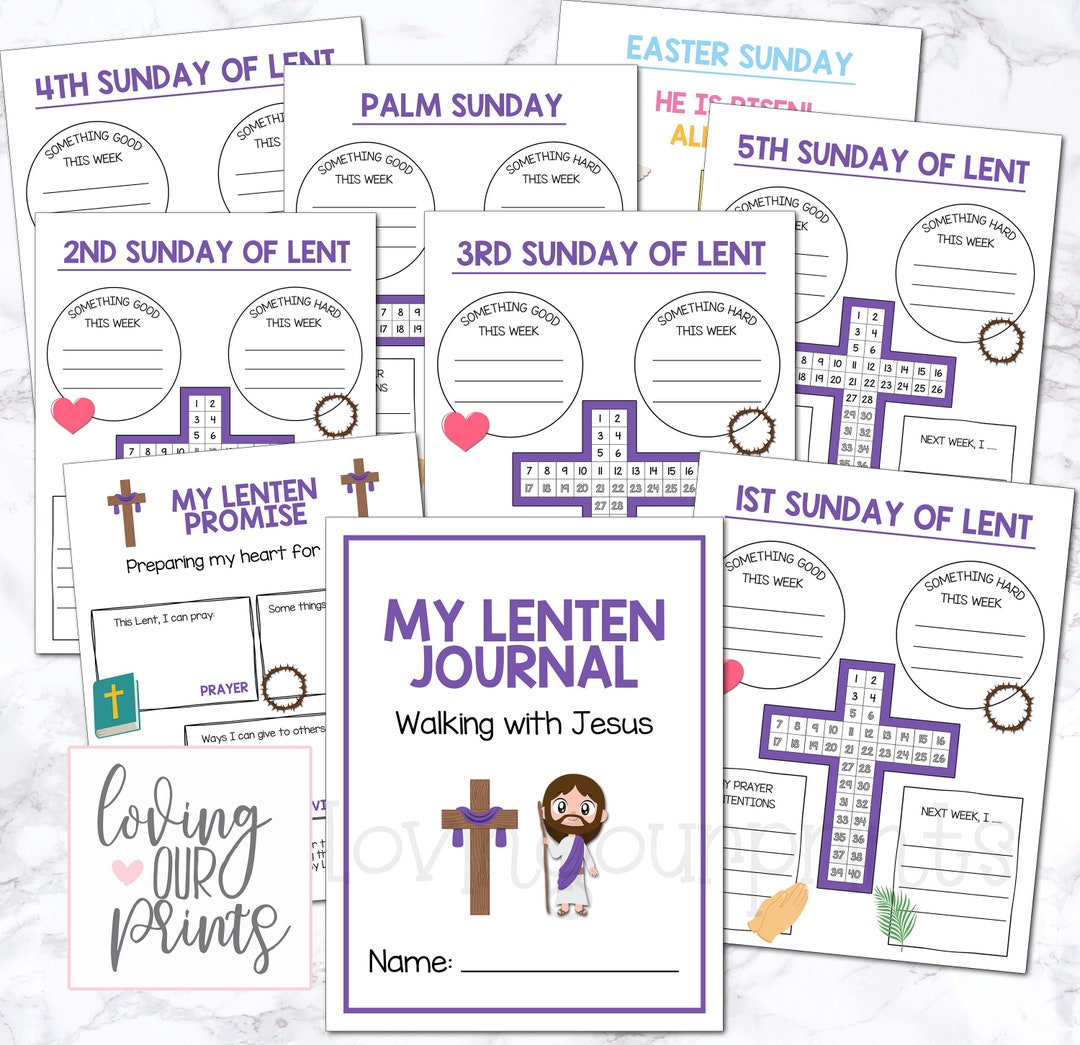 Lent for Kids, Lent Printable, Lent Journal, Lenten Journal, Lent