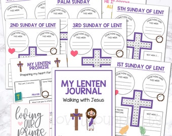 Lent for Kids, Lent printable, Lent journal, Lenten journal, Lent printable kids, Ash Wednesday, Lenten Journey, Walking with Jesus