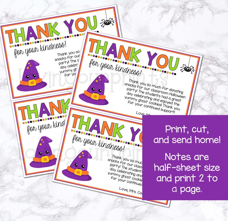 Editable Halloween Thank You Cards, Halloween Thank You Notes ...