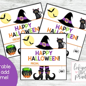 Editable Halloween Tags, Halloween Treat Tags, Printable Halloween Gift Tags, Class Halloween Tags, Class Halloween Treat Tags