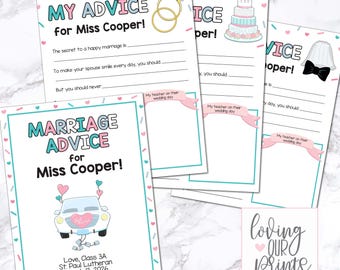 My Teacher is Getting Married, Advice Book from Students, Marriage Advice for My Teacher, Class Wedding Shower, Advice for Newlyweds
