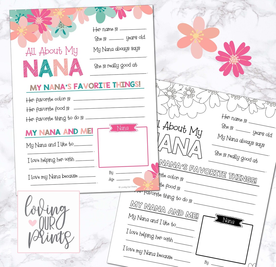 All About My Nana Printable Mothers Day Gift for Grandma - Etsy