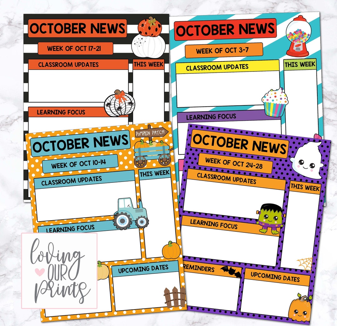October Editable Newsletter Template, Classroom Newsletter Template October Editable Newsletter Template, Classroom Newsletter Template