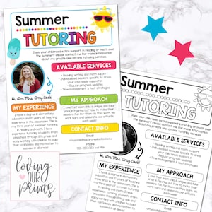Folheto de tutoria de verão, informações sobre tutoria de verão, download de folheto de tutoria editável, modelo de folheto de tutoria, folheto de informações de tutoria editável