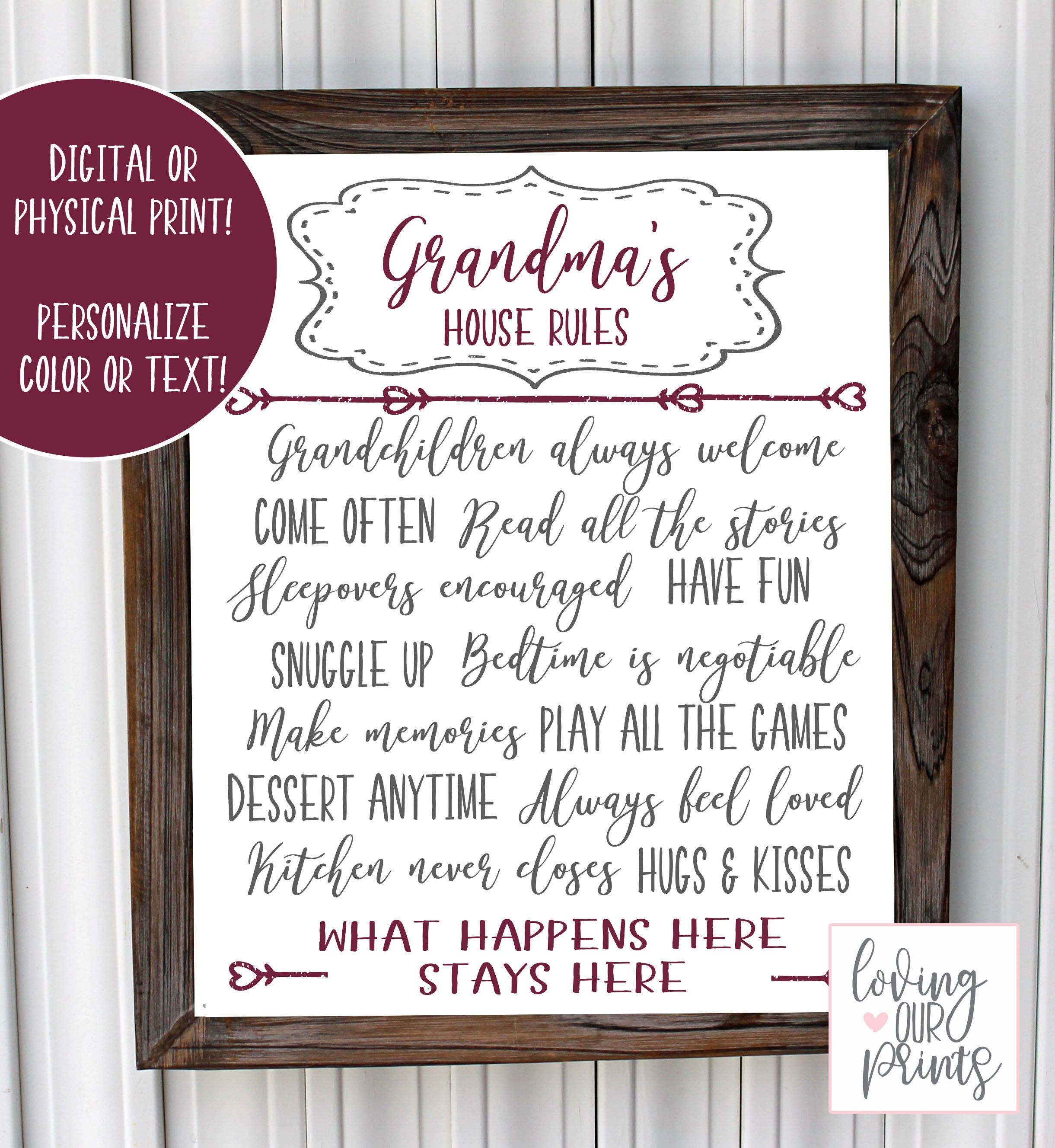Grandma's House Sign Grandma's House Rules Sign Etsy Ireland