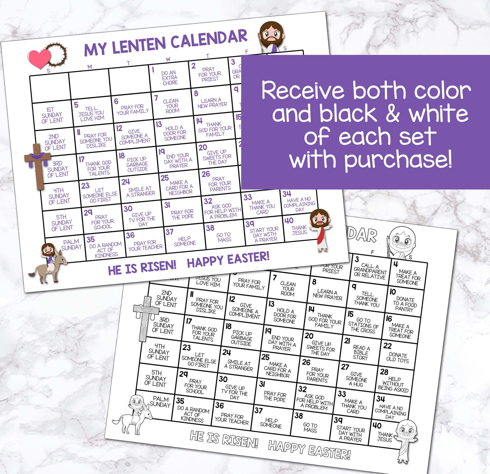 Ash Wednesday Activities Editable Lent Calendar Lenten Etsy