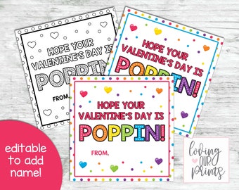 Poppin Valentines Card, Poppin Valentines Printable, Poppin Valentines Day, Poppin Valentine Day Tags, Popping Valentine, Poppin Valentine