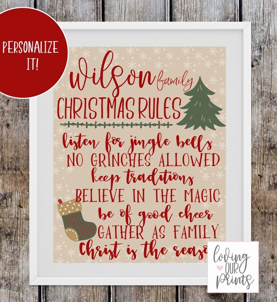 Christmas Family Rules Christmas Printable Family Rules Etsy