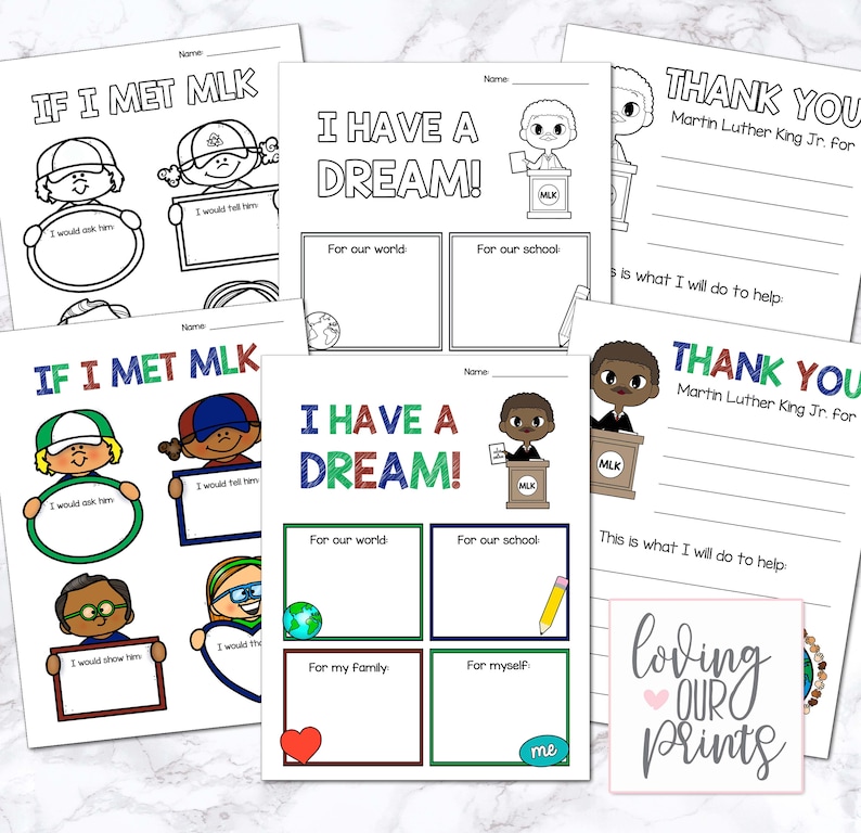 Martin Luther King Activities for Kids, MLK Day Activity, Martin Luther King Jr. Day, Martin Luther King Activities Sheets image 1