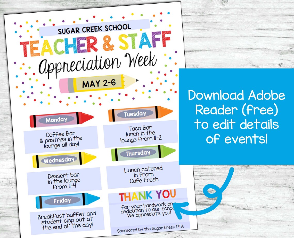 Teacher Appreciation Week Printable Editable Teacher - Etsy
