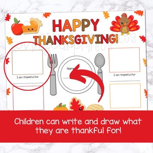 Thanksgiving Placemats Printable, Thanksgiving Placemat for Kids ...