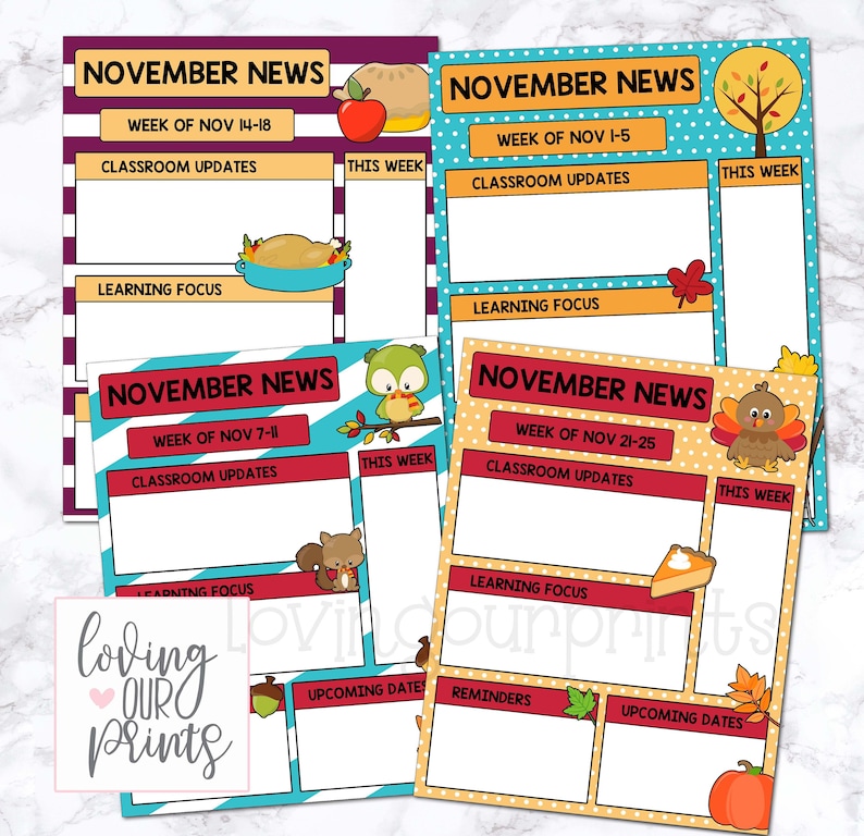 Editable november newsletter template editable teacher etsy