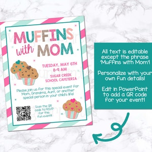 Muffins with Mom, Muffins with Mom Invite, Muffins with Mom Editable Invitation, Muffins with Mom Invitation, Muffins with Mom Flyer image 4