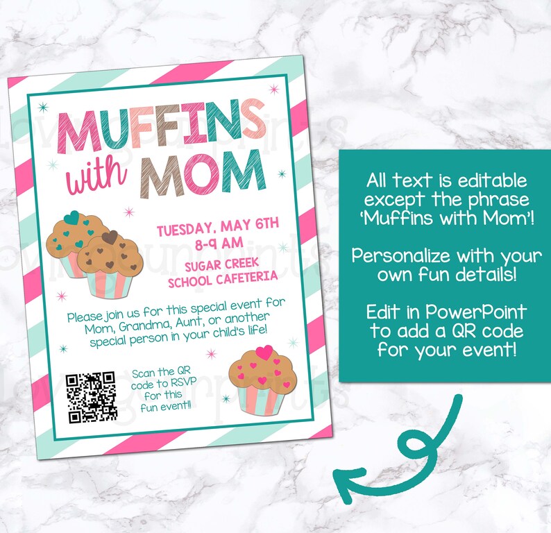 Muffins with Mom, Muffins with Mom Invite, Muffins with Mom Editable Invitation, Muffins with Mom Invitation, Muffins with Mom Flyer image 4