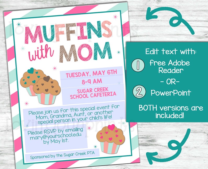 Muffins with Mom, Muffins with Mom Invite, Muffins with Mom Editable Invitation, Muffins with Mom Invitation, Muffins with Mom Flyer image 3