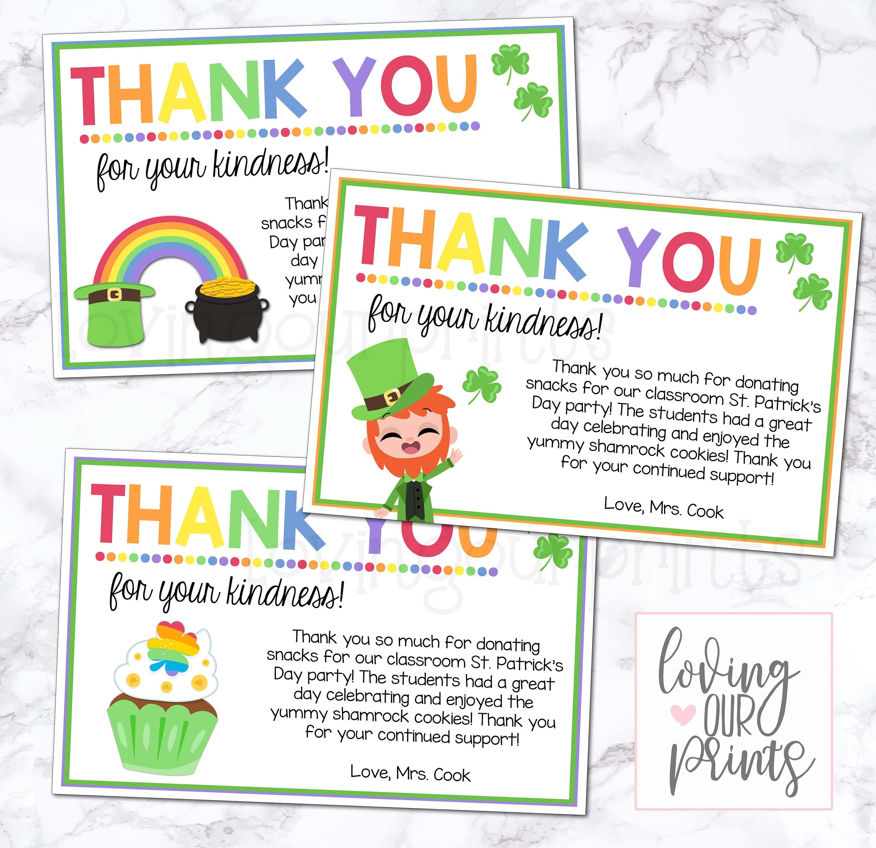 St Patricks Day Thank You Card, St Patricks Day Thank You, Editable St ...
