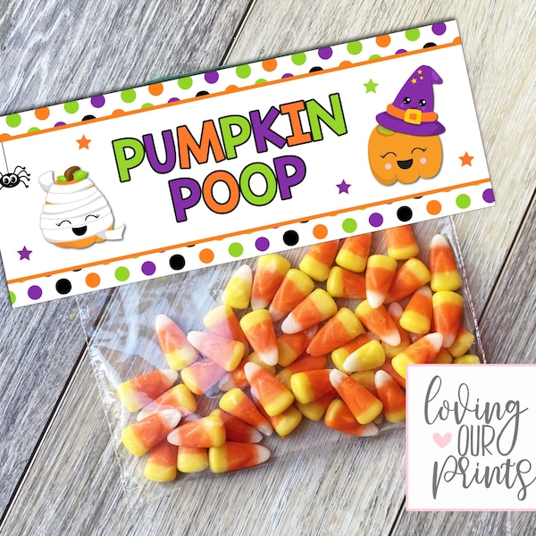 Editable Pumpkin Poop Halloween Bag Toppers, Halloween Pumpkin Poop Bag, Pumpkin Poop Bags, Editable Pumpkin Poop Tag, Treat Bag Topper