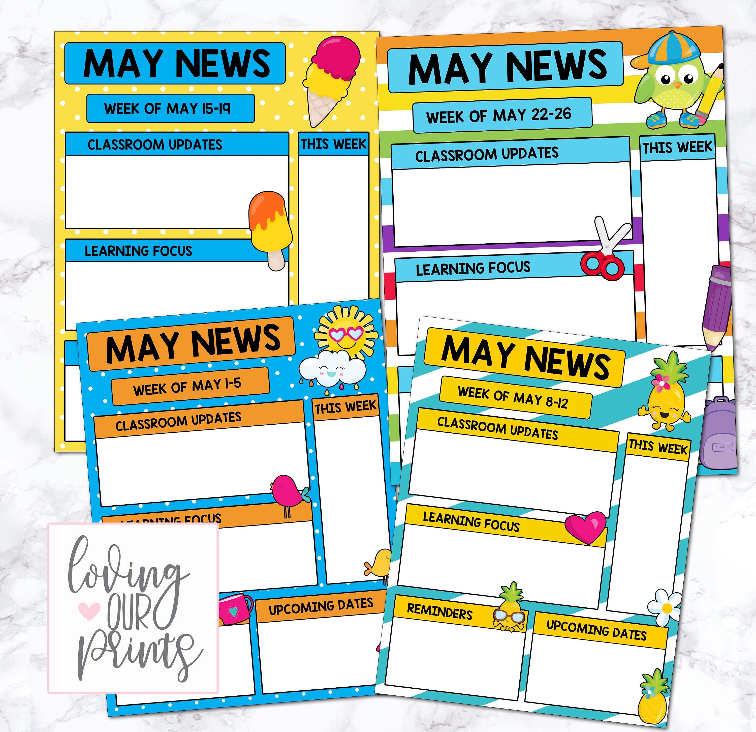 Editable May Newsletter Template, Editable Newsletter