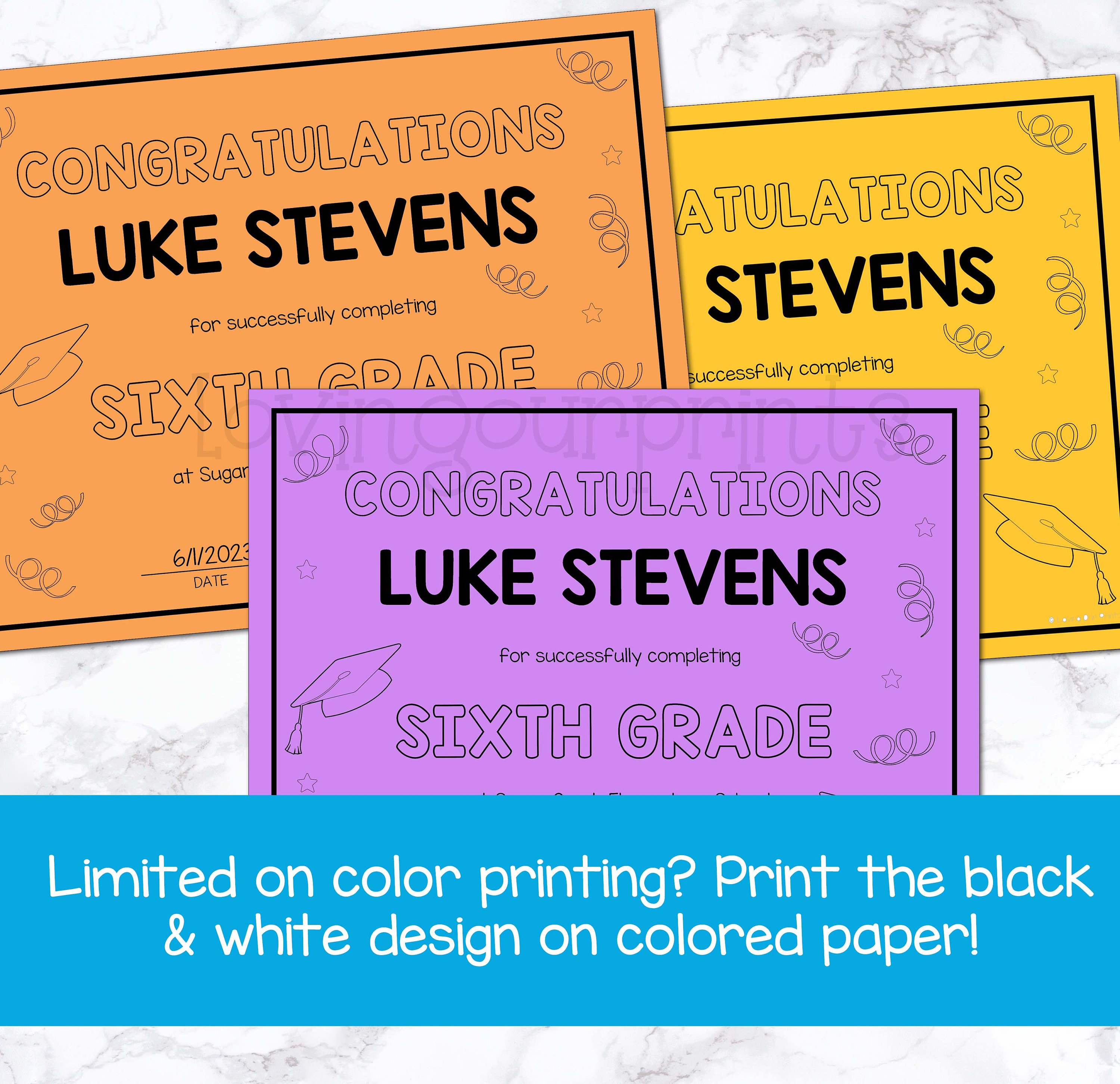 Editable 6th Grade Graduation Diploma, 6th Grade Graduation Certificate ...