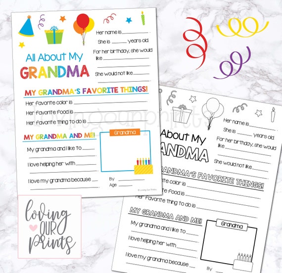 All About My Grandma, Grandma birthday gift, Grandma birthday card, Birthday gift for grandma, Birthday gift for grandma from grandkid