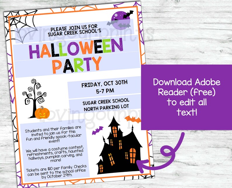 Editable Halloween Party Invite Halloween Party Invitations Etsy