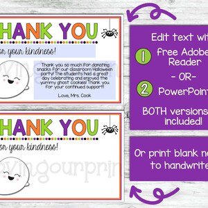 Editable Halloween Thank You Cards, Halloween Thank You Notes ...